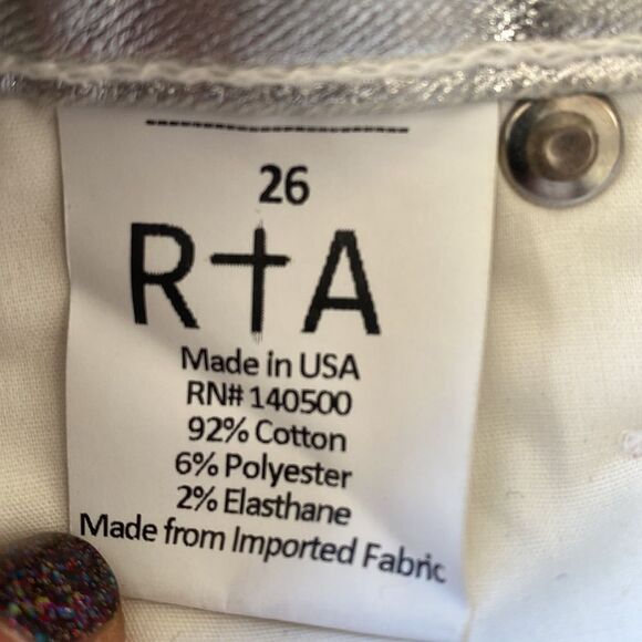 RtA Brand Women’s Silver Coated Denim Mid-rise Skinny Ankle Jean - Picture 5 of 5